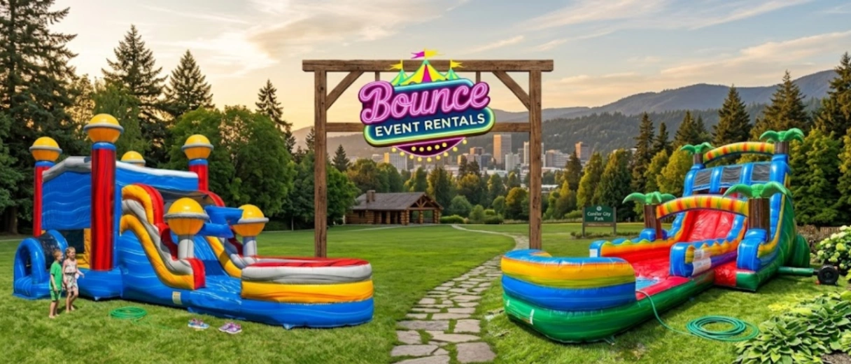 Bounce Event Rentals coverage map across the south Denver metro and Colorado foothills.