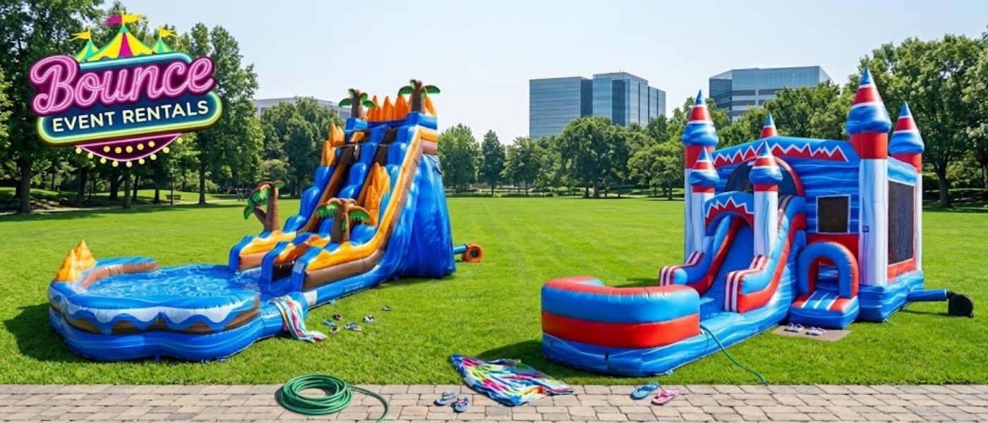 Inflatable game rentals at a Greenwood Village corporate family day.
